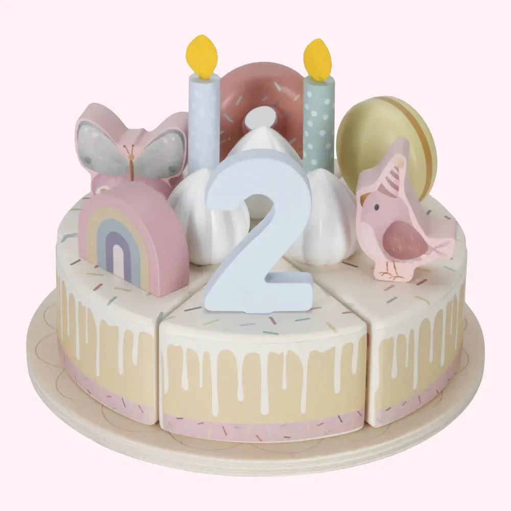 LITTLE DUTCH - Wooden birthday cake Pink - 26-pcs