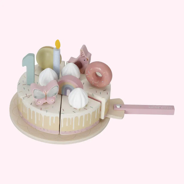 LITTLE DUTCH - Wooden birthday cake Pink - 26-pcs