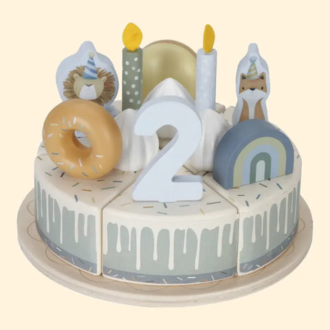 LITTLE DUTCH - Wooden birthday cake Blue - 26-pcs