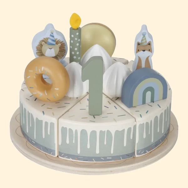 LITTLE DUTCH - Wooden birthday cake Blue - 26-pcs